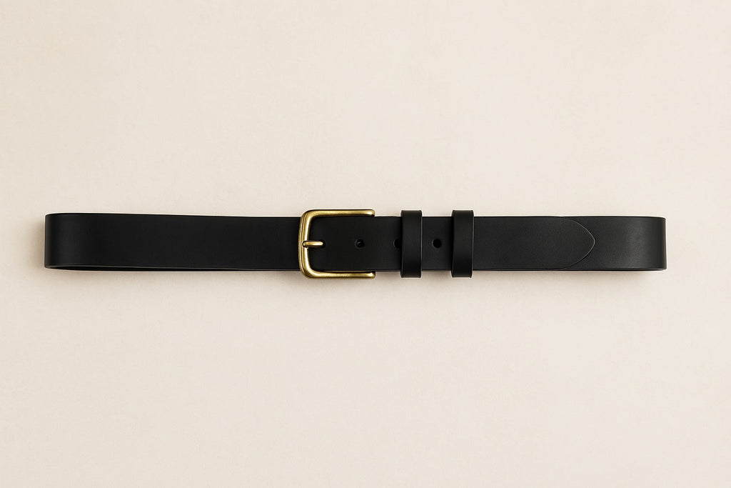 Italian Leather Belt with Polished Brass Buckle, Made in France Men Florence Brwbss at AG Jeans Official Store main image 3