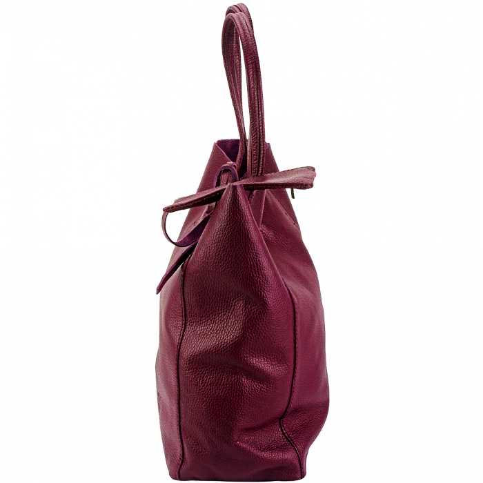 Side view of Siena bordeaux leather shoulder bag
