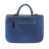 Urban Chic: The Compact Navy Leather Satchel - Leather Italiano