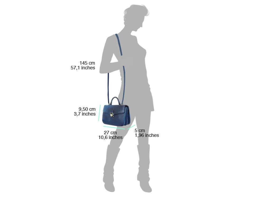 Urban Chic: The Compact Navy Leather Satchel - Leather Italiano
