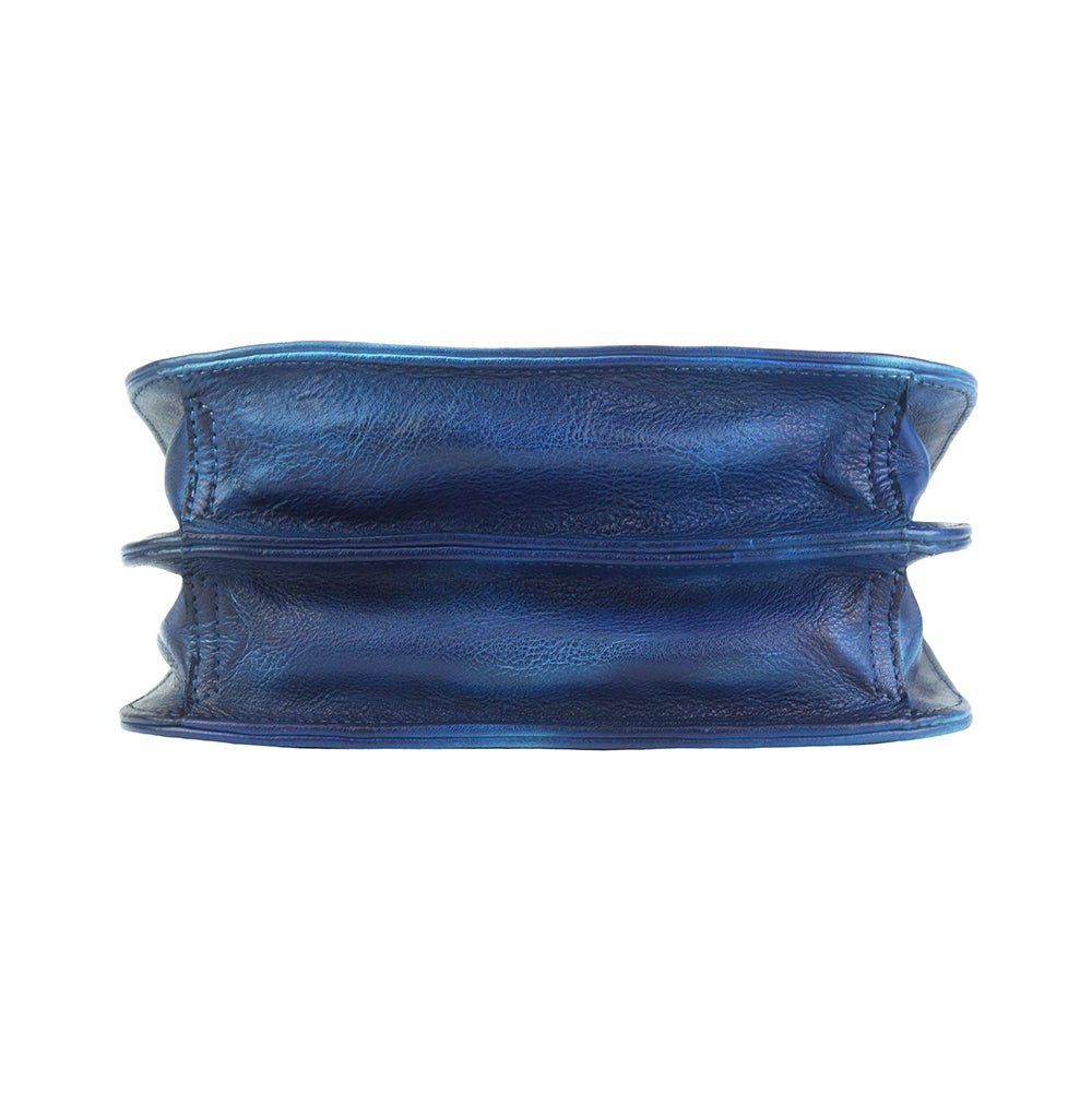 Urban Chic: The Compact Navy Leather Satchel - Leather Italiano