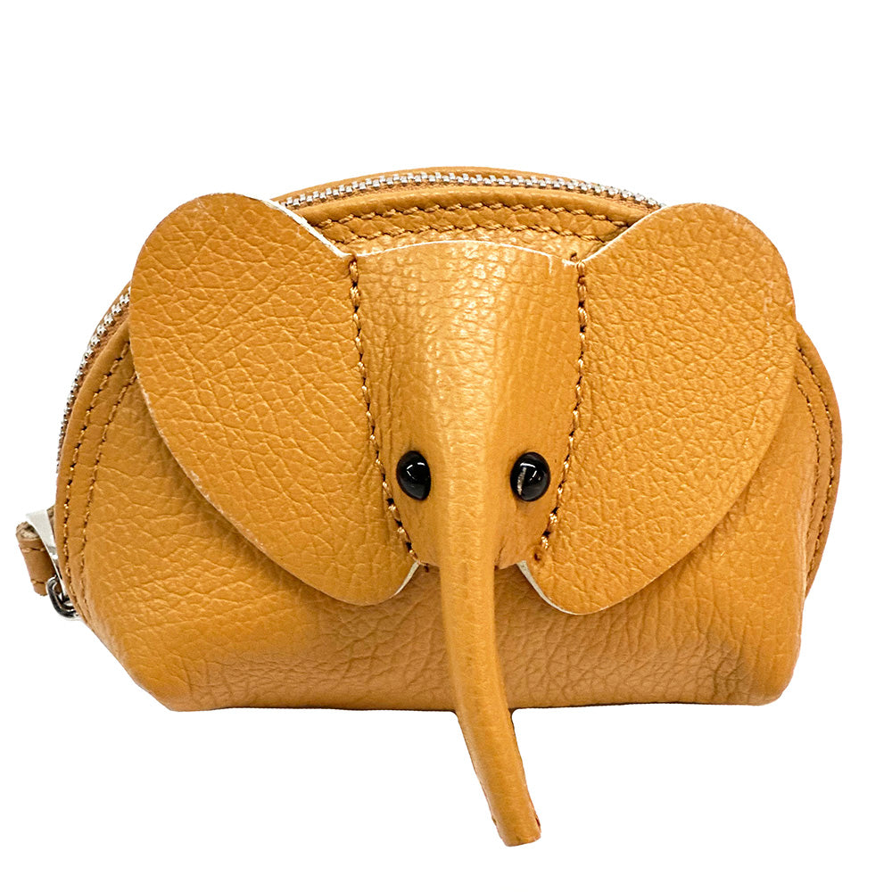 Mini Italian Leather Elephant Pouch – Playful Leather Coin & Key Pouch