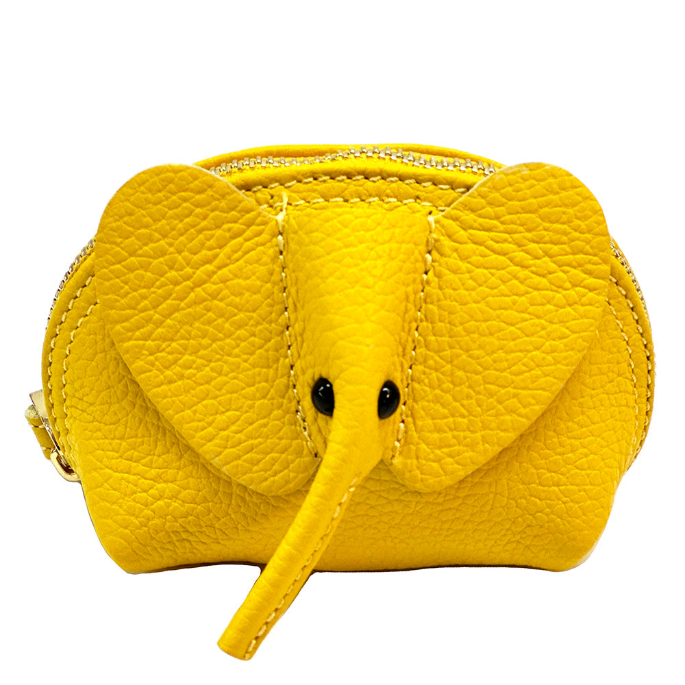 Mini Italian Leather Elephant Pouch – Playful Leather Coin & Key Pouch
