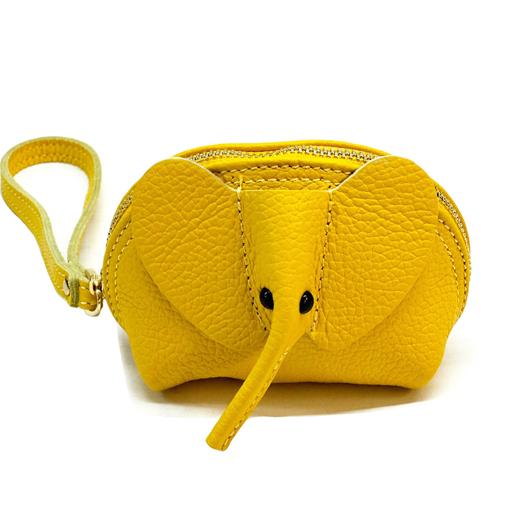 Mini Italian Leather Elephant Pouch – Playful Leather Coin & Key Pouch