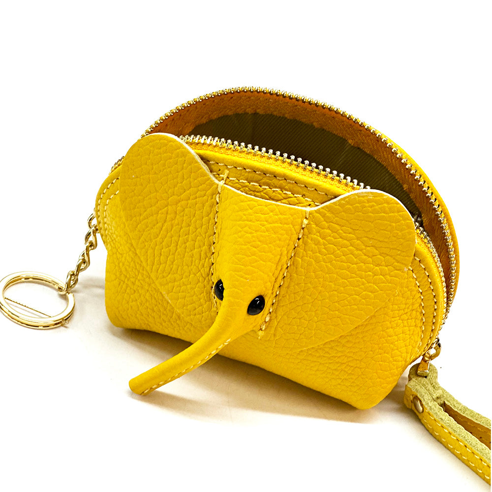 Mini Italian Leather Elephant Pouch – Playful Leather Coin & Key Pouch