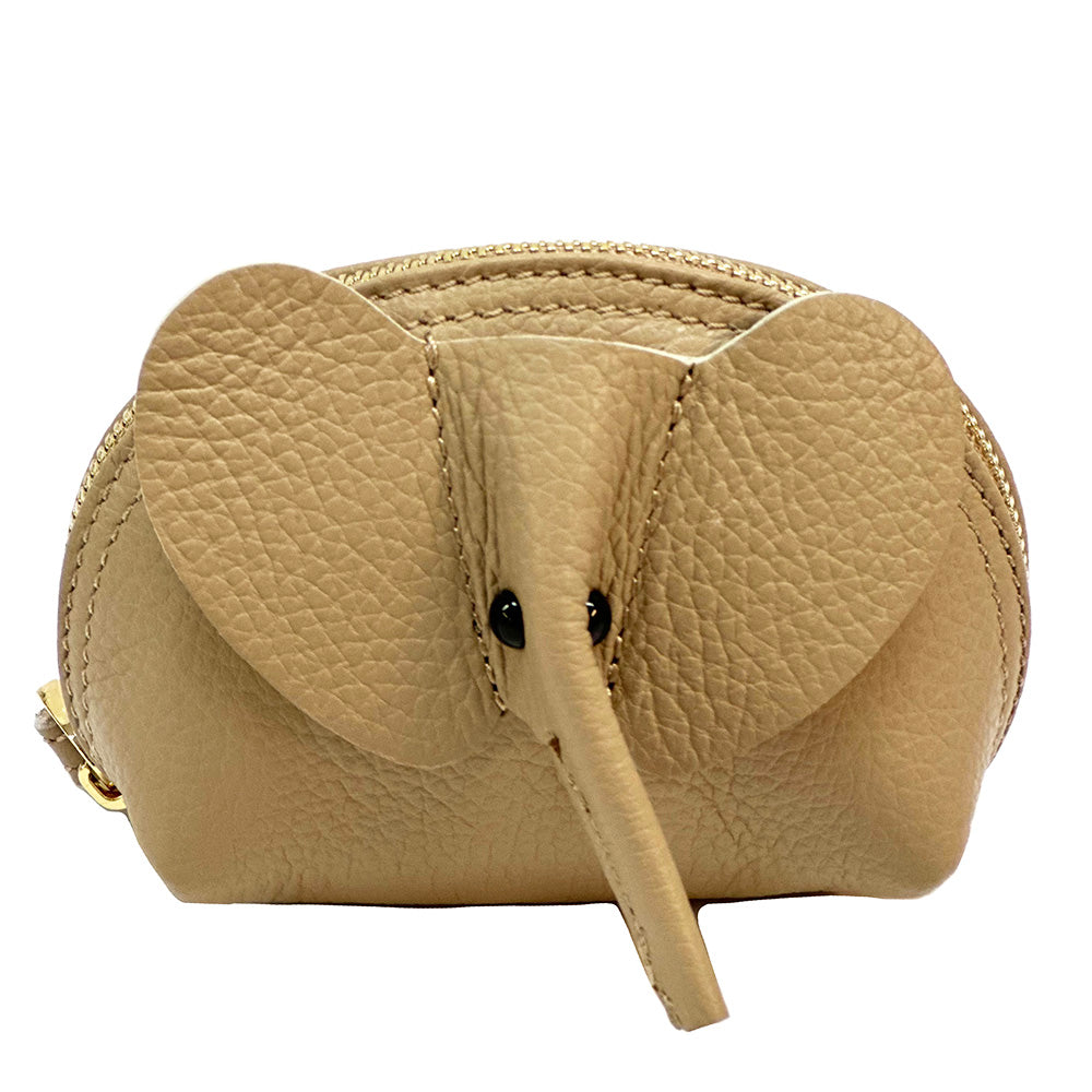 Mini Italian Leather Elephant Pouch – Playful Leather Coin & Key Pouch