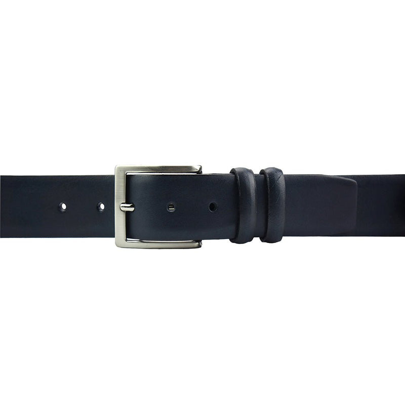 Coarse silver buckle of the Neogram 35MM dark blue  belt.