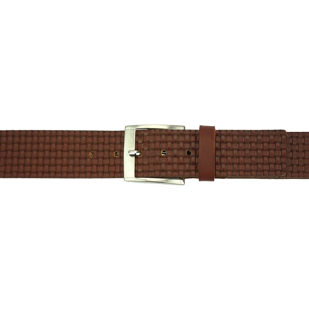 Brown Italian Leather Belt with Modern Buckle (Ruggero)