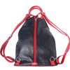 Vanna leather Backpack in black and red with zipper and 2 shoulder straps