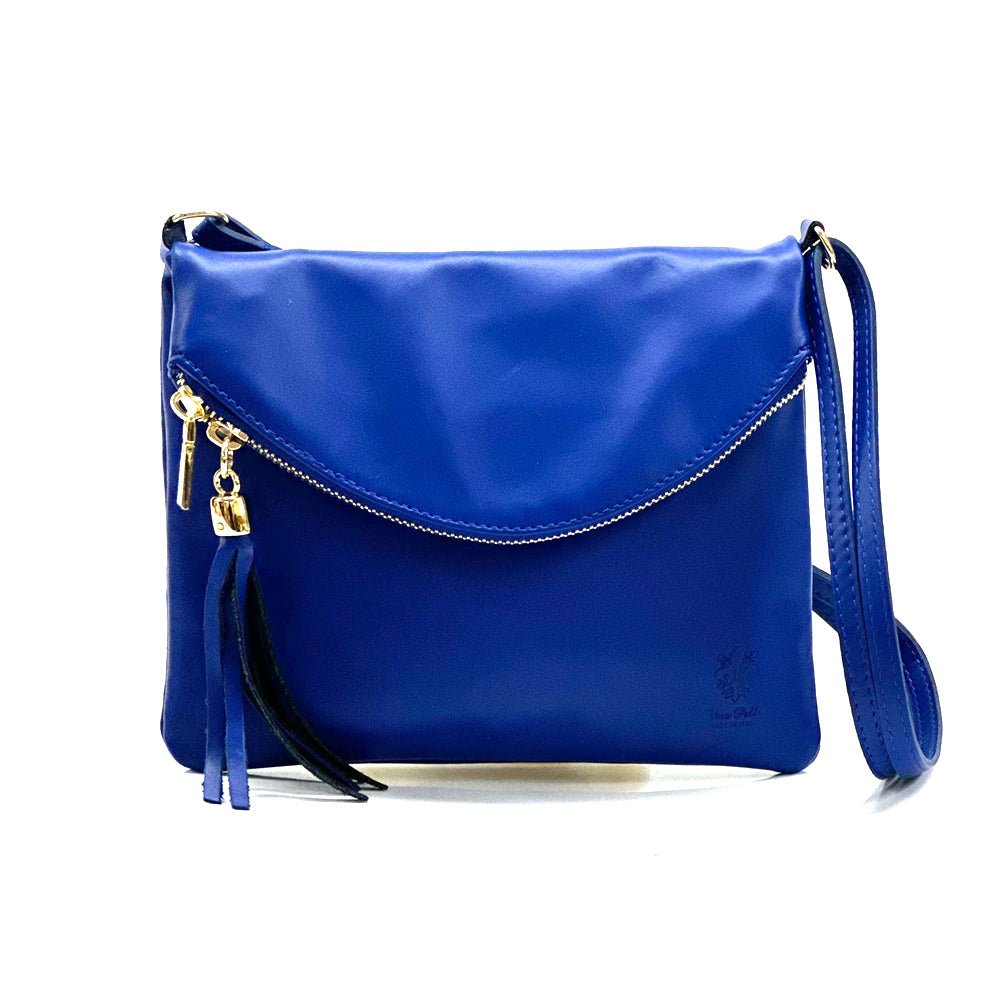 Graziella folded blue clutch in soft calf skin leather