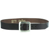 Rofena 40mm Italian Leather Belt in dark brown, showcasing the leather texture and silver buckle.