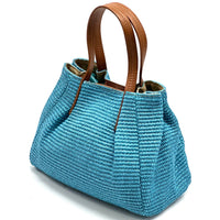 Ludmilla raffia and leather bag-13