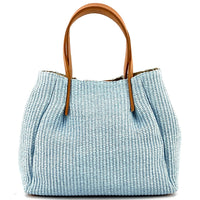 Ludmilla raffia bucket bag in electric blue