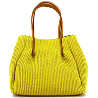 Ludmilla raffia and leather bag-21