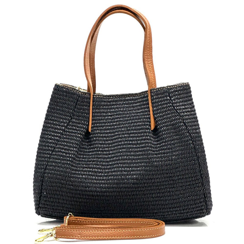 Ludmilla raffia and leather bag-22