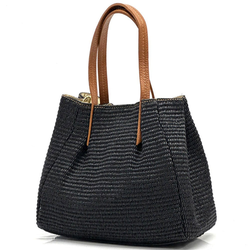 Ludmilla raffia and leather bag-7