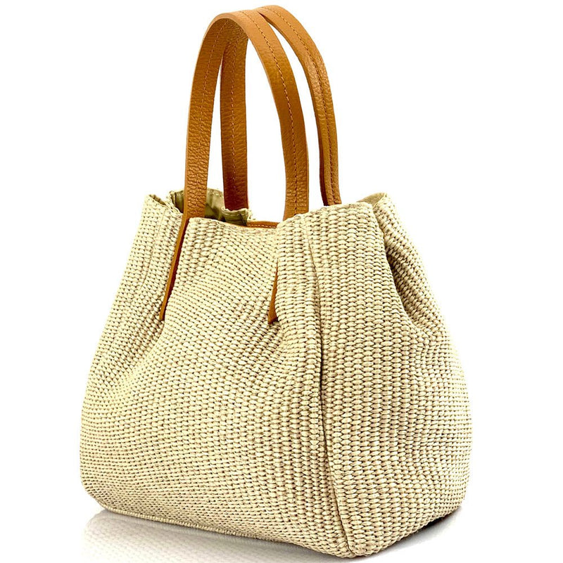 Ludmilla raffia and leather bag-1