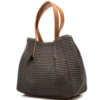 Ludmilla raffia and leather bag-9