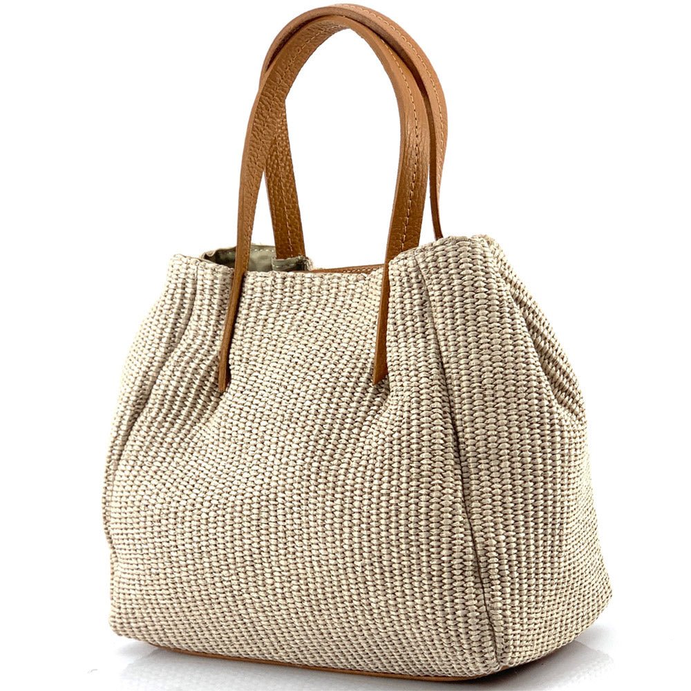 Ludmilla raffia and leather bag-10