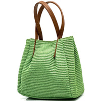 Ludmilla raffia and leather bag-12