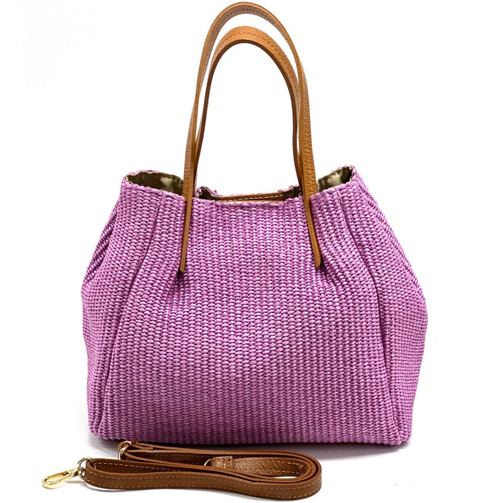 Ludmilla raffia and leather bag-15