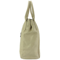 Side view of Leather Hand bag in Creme