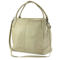 Angled view of Leather Hand bag in Creme