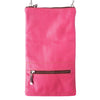 Brigit Fuchsia Lightweight Leather Sling Bag with brown zipper closure