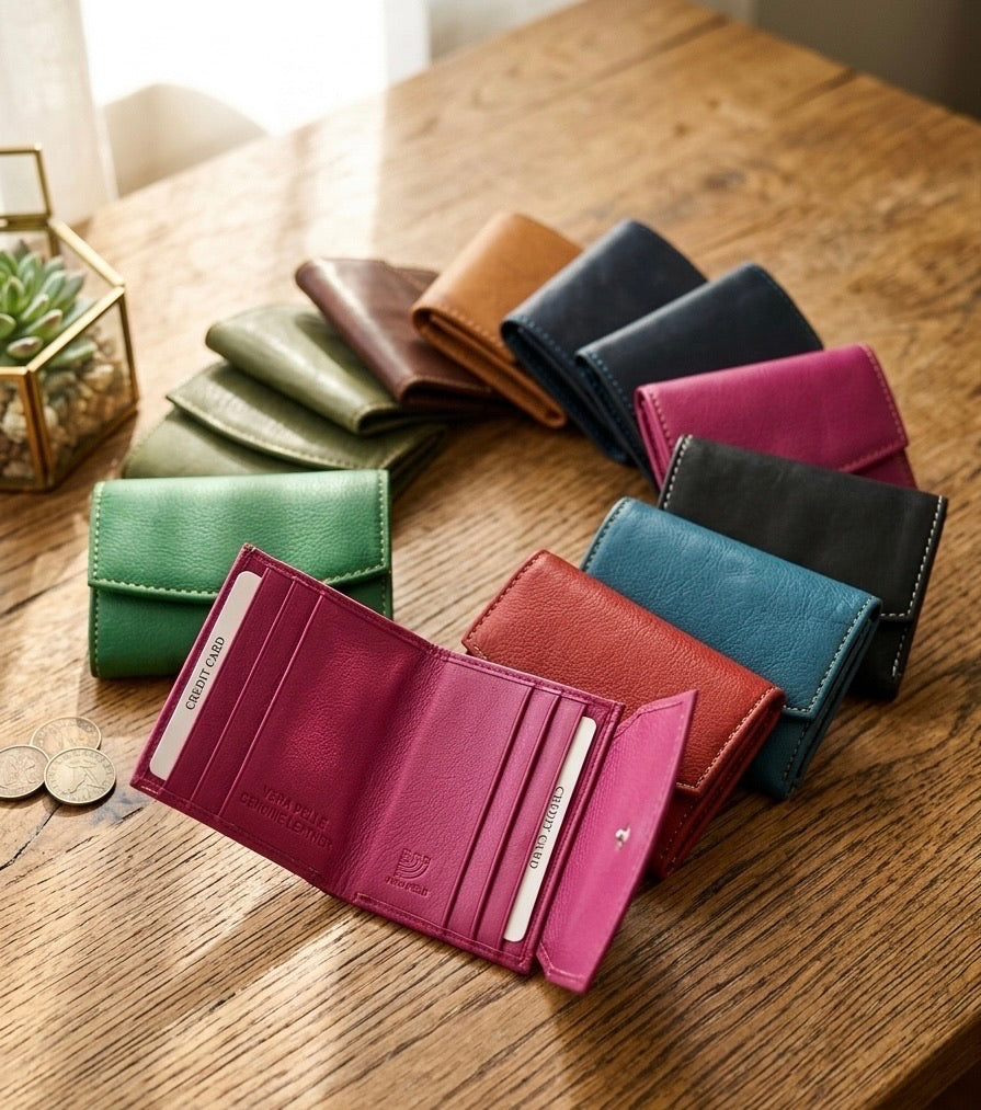 Liora Minimalist RFID Leather Mini Trifold Wallet