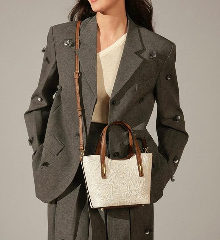 Emily Flora Cow Leather Handbag