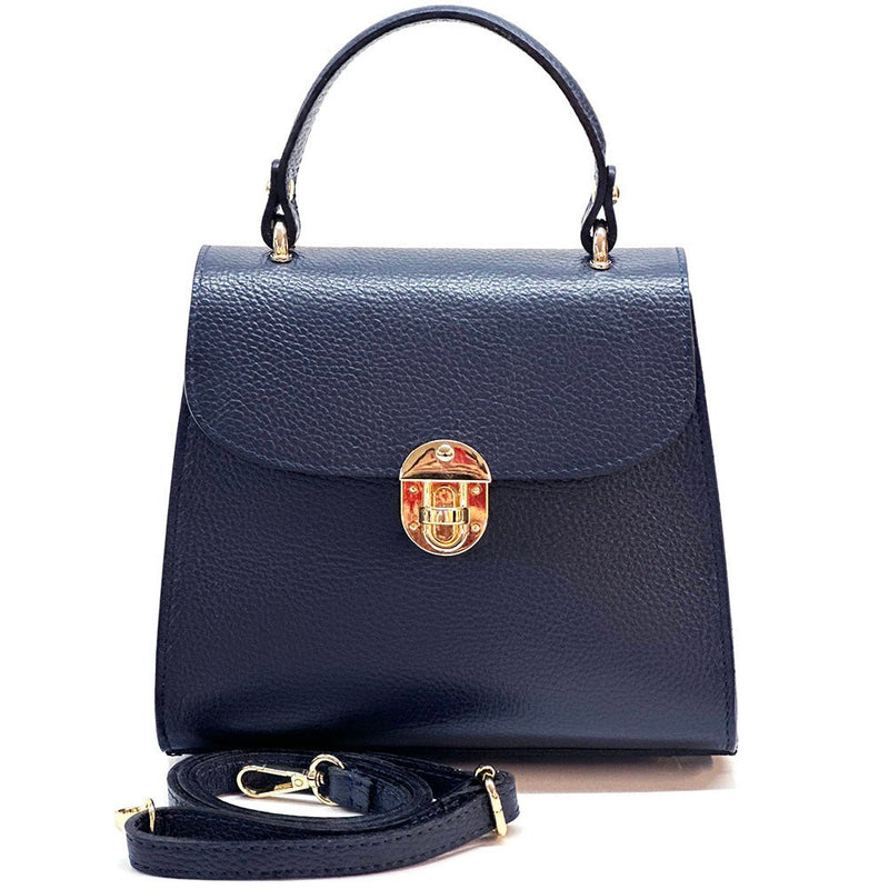 Sofia Leather Handbag - dark blue front view