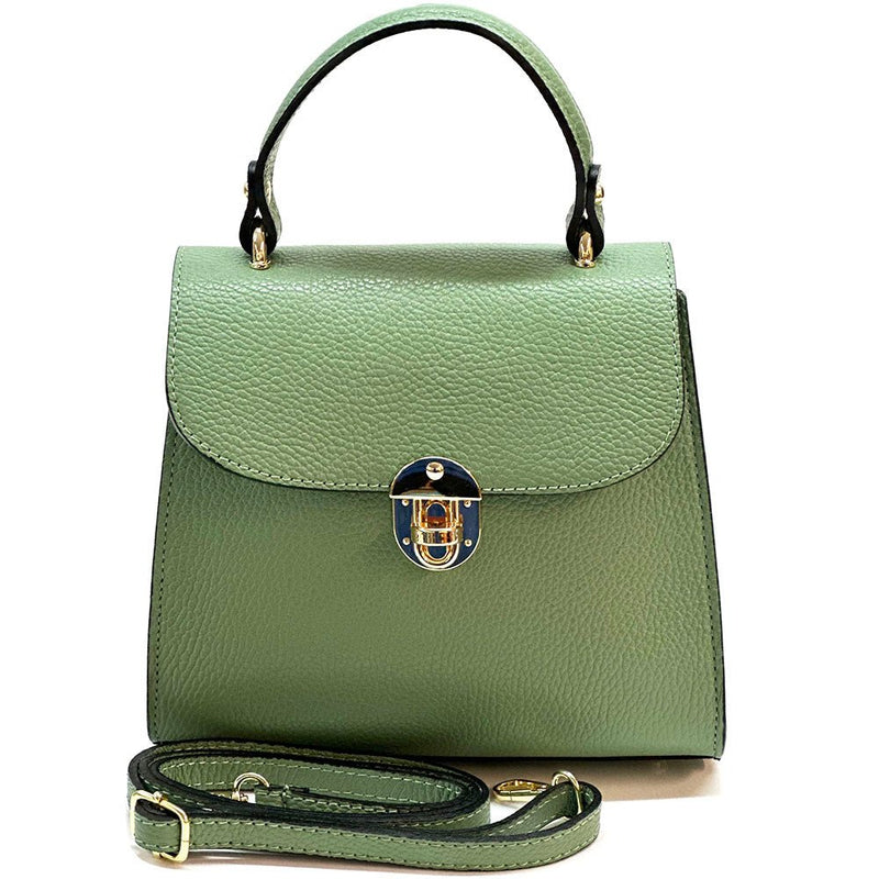 Sofia Leather Handbag - green front view