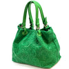 Elsa Italian Suede Tote Bag – Embossed Floral Leather Handbag