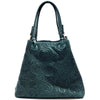 Elsa Italian Suede Tote Bag – Embossed Floral Leather Handbag