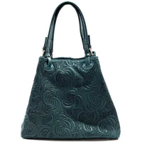 Elsa Italian Suede Tote Bag – Embossed Floral Leather Handbag