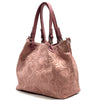 Elsa Italian Suede Tote Bag – Embossed Floral Leather Handbag