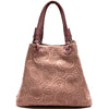 Elsa Italian Suede Tote Bag – Embossed Floral Leather Handbag