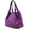 Elsa Italian Suede Tote Bag – Embossed Floral Leather Handbag
