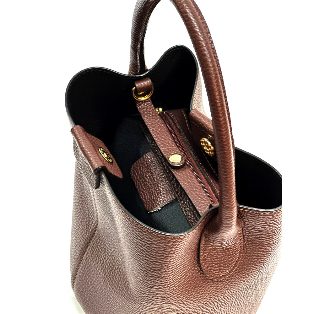 Grazia Italian Leather Bucket Bag – Elegant Everyday Shoulder Bag for Women