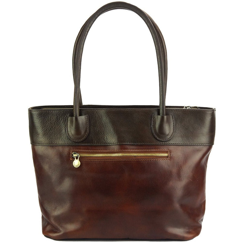 Tote V bag in leather-10