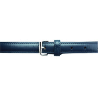 A classic navy leather belt with a polished buckle.