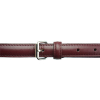 A classic brown leather belt with a sleek, minimalist buckle.