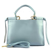 Croisette leather bag in cyan - front view