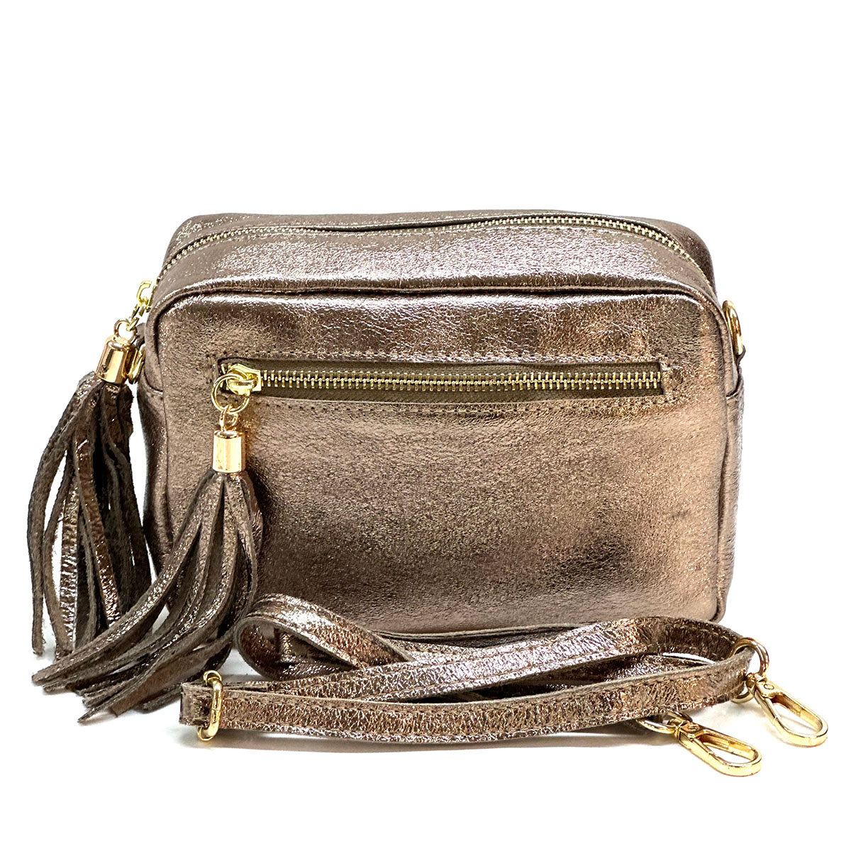 Solea Italian Leather Tassel Clutch & Crossbody Bag