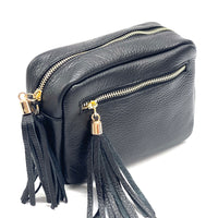 Solea Italian Leather Tassel Clutch & Crossbody Bag