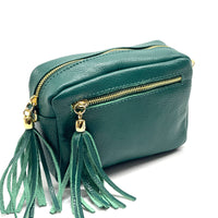 Solea Italian Leather Tassel Clutch & Crossbody Bag