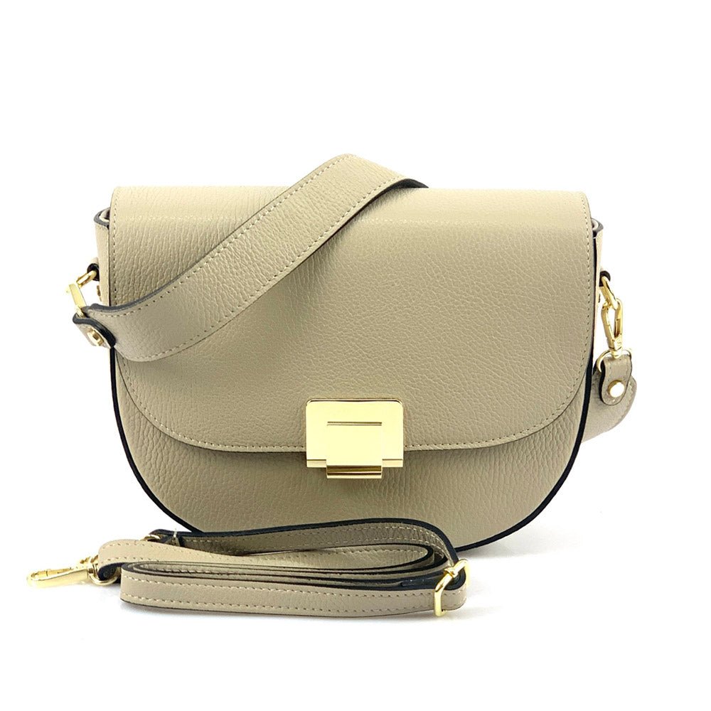 Luna calfskin shoulder bag in light taupe