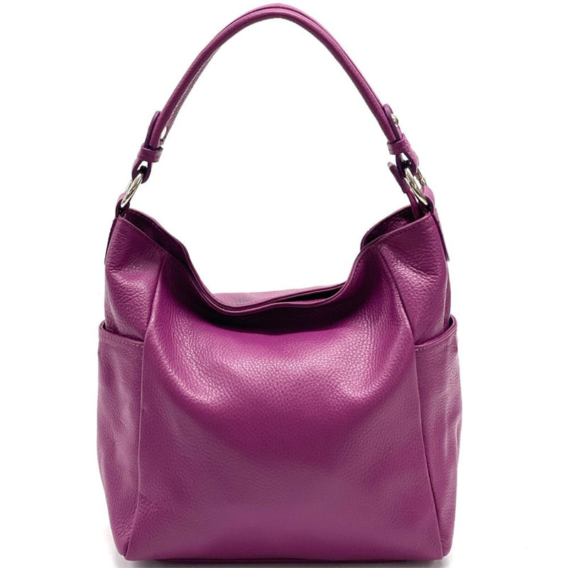 Betta leather shoulder bag in fuchsia