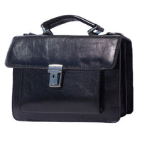 Lucio Florentine Mini Leather Briefcase in Black