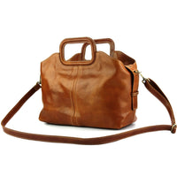 Petra Cognac Leather Handbag - Crafted from Italian Vacchetta leather in a rich cognac hue for timeless elegance.